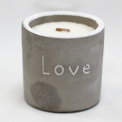 Concrete Wooden Candle - Med Pot - Love - Purple Fig & Cassis - Click Image to Close